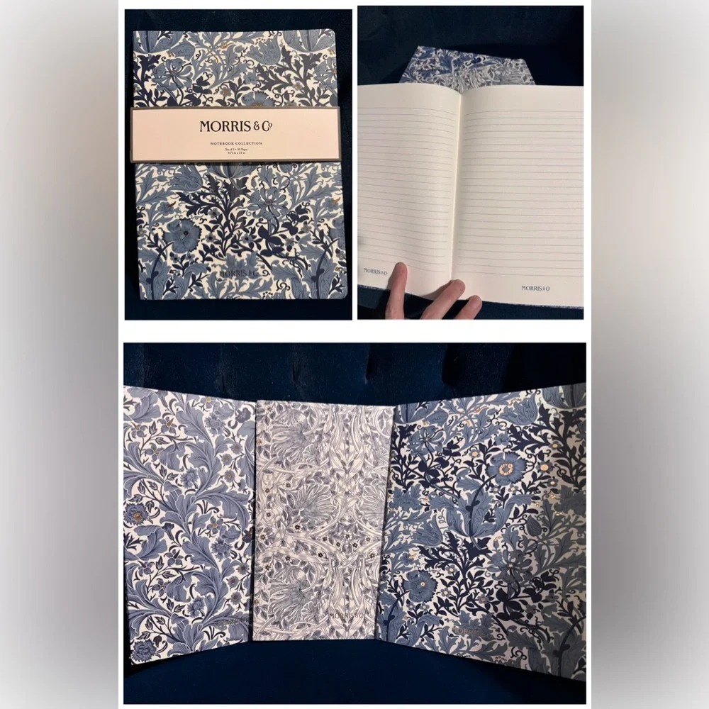Set of 3 Morris & Co. Notebook / Journals large 9.75” x 7.5” Lined Gold Foil NWT - Picture 1 of 9